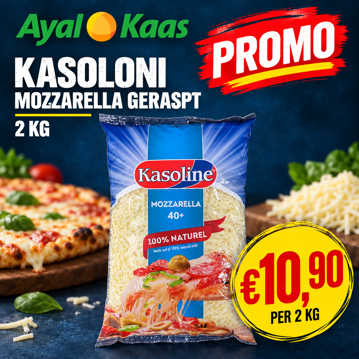 Kasolini mozzarella geraspt
